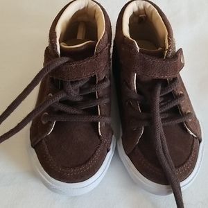 Brown suede high top sneakers